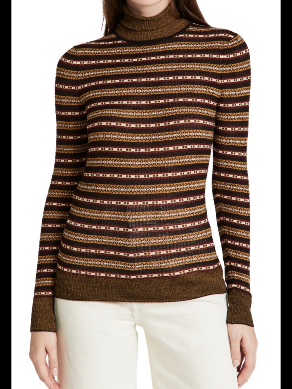 Ulla Johnson Bridget Striped Turtleneck Sweater Top